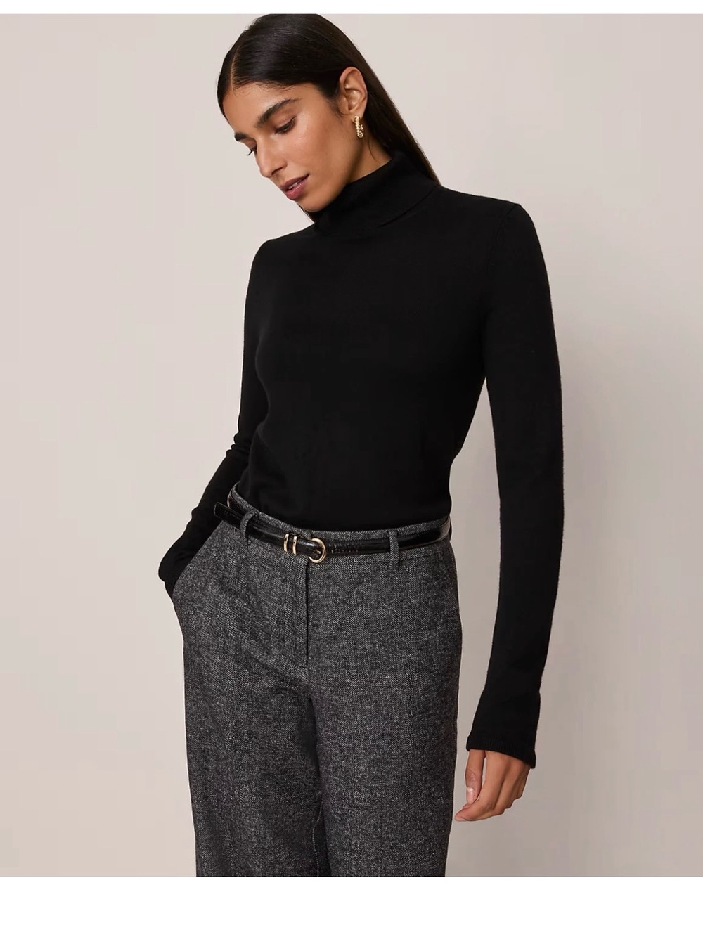 NEW $98 Ann Taylor Essential turtleneck sweater black sz S